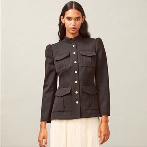 $598 Tory Burch Sergeant Wool Black Pepper Jacket size 2‎